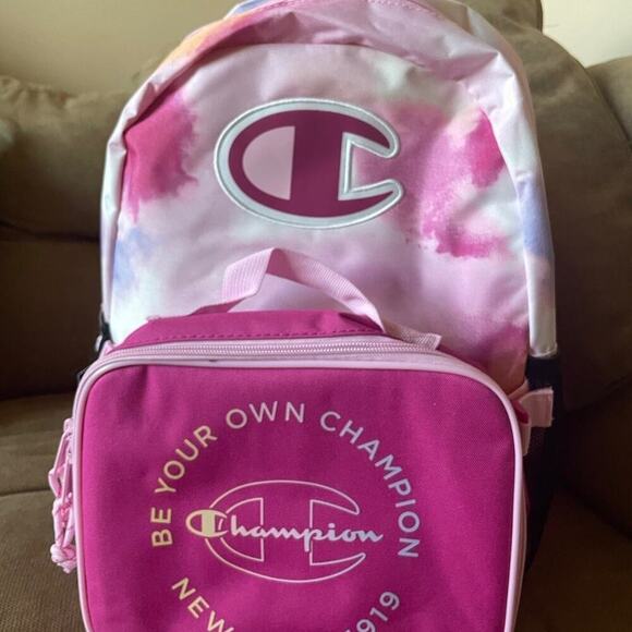 Champion Laptop Backpack with Lunch bag pink tie dye water bottles holder School - Picture 5 of 15